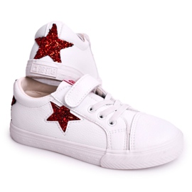 Barnskinnsneakers med en Star Big Star DD374102 Vit