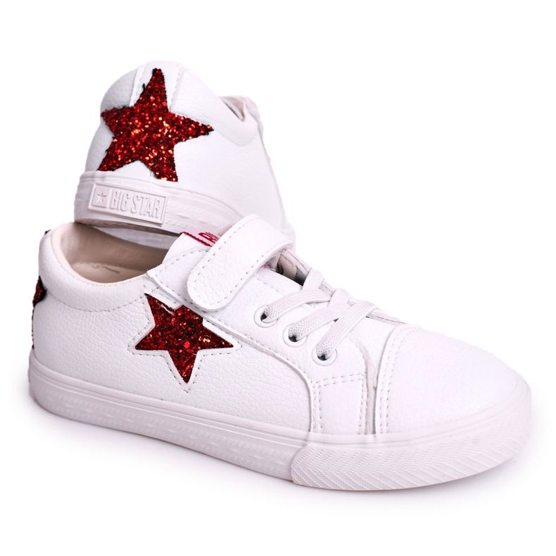 Barnskinnsneakers med en Star Big Star DD374102 Vit