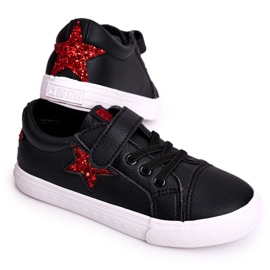 Barnskinnsneakers med en Star Big Star DD374105 Svart