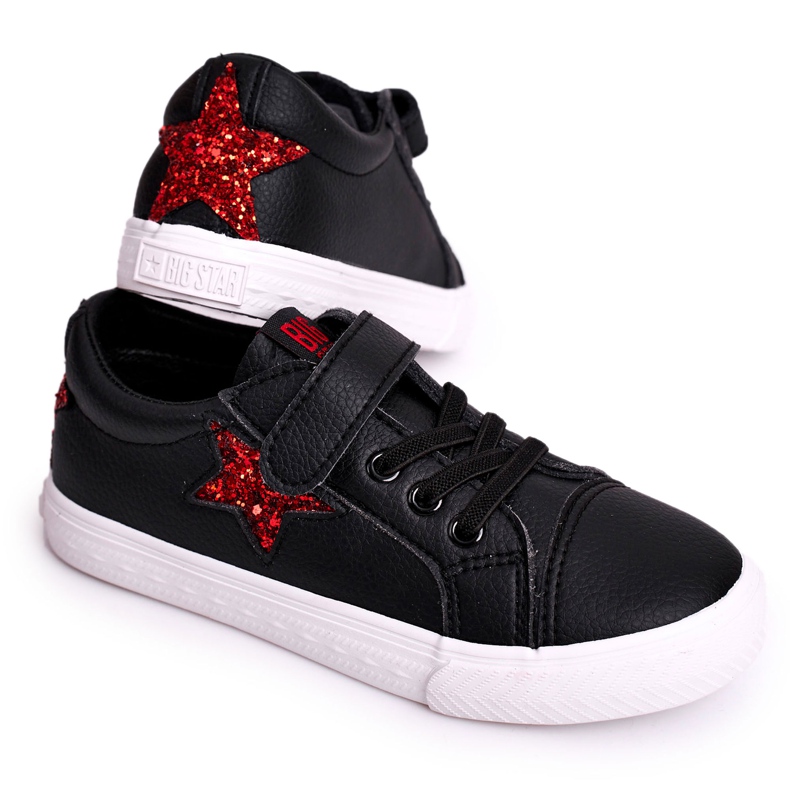 Barnskinnsneakers med en Star Big Star DD374105 Svart
