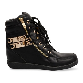 Sneakers Sneakers On Wedge Boots Ovye WF100 Black svart gyllene