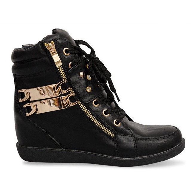 Sneakers Sneakers On Wedge Boots Ovye WF100 Black svart gyllene