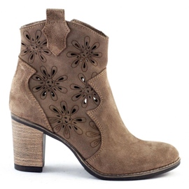 Olivier Openwork högklackat Lena mörkbeige