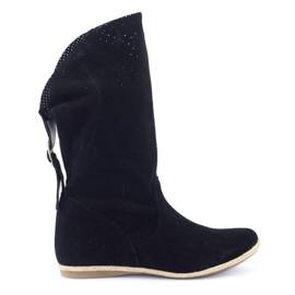 Olivier Elena svarta genombrutna stövlar