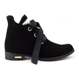 Olivier Svarta Flora stövlar med band