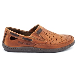 Polbut Herrskor openwork loafers J68 / 2L ingefära mångfärgad