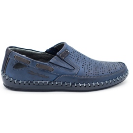 Polbut Herrskor openwork loafers J68L marinblå
