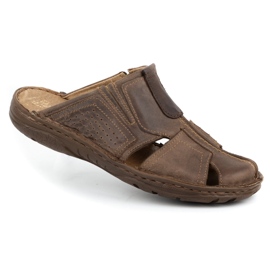 Polbut Tofflor för män i läder 312 brun