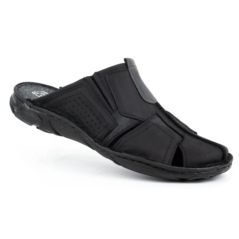 Polbut Tofflor för män i läder 312 svart