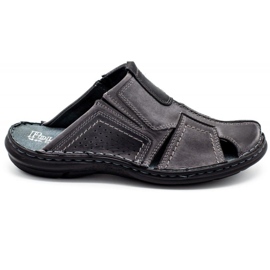 Polbut Tofflor för män i läder 312 grå