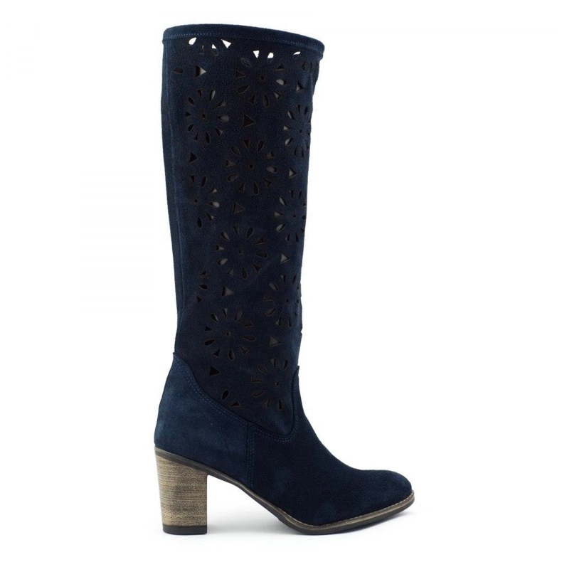 Olivier Marinblå öppnade högklackade stövlar