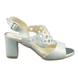Dolce Pietro Sandaler för mocka för kvinnor på stolpen 2083 i vitt och silver silver- mångfärgad