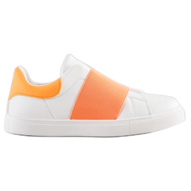 SHELOVET Slip-on skor med elastiskt band vit orange