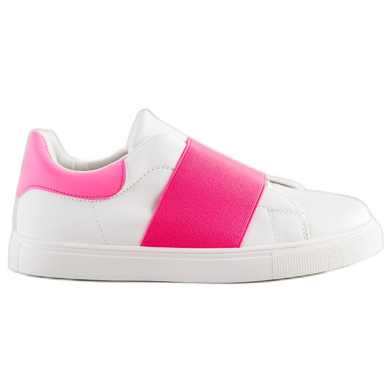 SHELOVET Slip-on skor med elastiskt band vit rosa