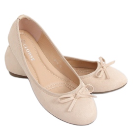 Beige ballerinor i mocka 9F116 Beige