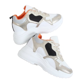 Vita och guldkilade sportskor 3171 Guld gyllene