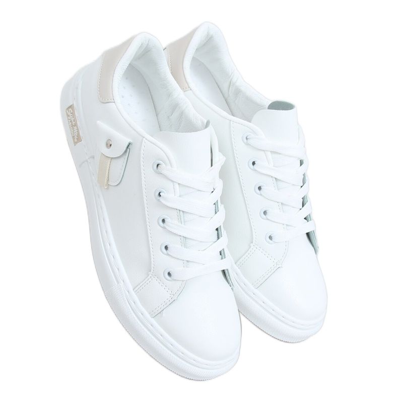 Kvinnors vita och beige sneakers LA132P Beige
