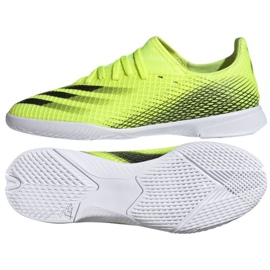 Adidas X Ghosted.3 In Jr FW6924 fotbollsskor vit, neongul grön