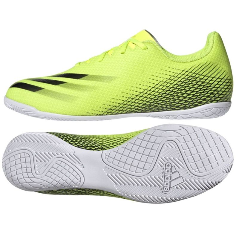 Adidas X Ghosted.4 In M FW6906 fotbollsskor vit, neongul grön
