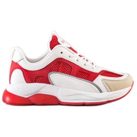 Via Giulia  Sneakers Med Glitter Mode beige vit röd