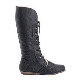 Svarta, isolerade platta stövlar 3011-31