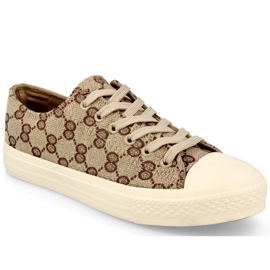 Kvinnors klassiska loggade khaki Challenge -sneakers beige brun