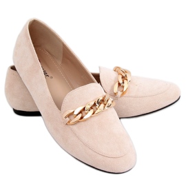 Beige Loafers med kedja LL-237P Beige