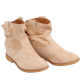 Beige stövlar på en dold kil B0-515 Khaki kaki