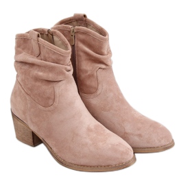 Lågklackade stövlar i beige och rosa Z1165 Khaki kaki