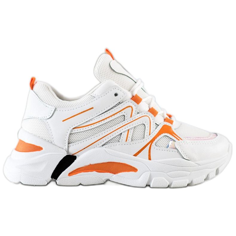 SHELOVET Sneakers med orange insats vit