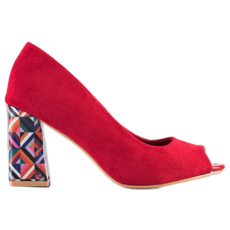 Sabatina Pumpar med mönstrad klack röd
