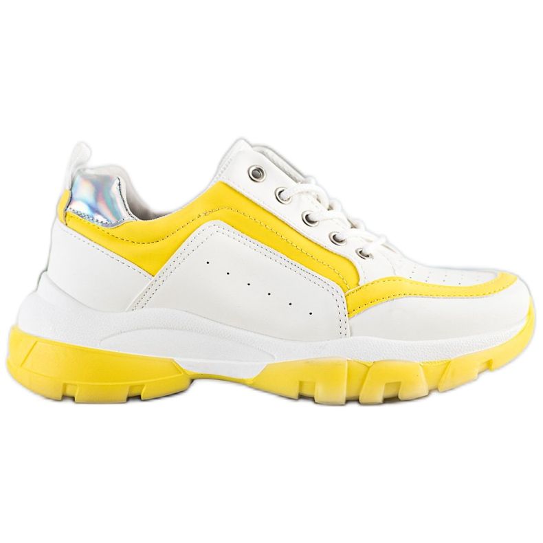 SHELOVET Eco Leather Sneakers vit silver- gul