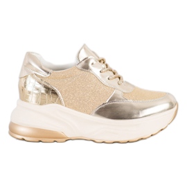 Bestelle Gyllene sneakers med glitter beige