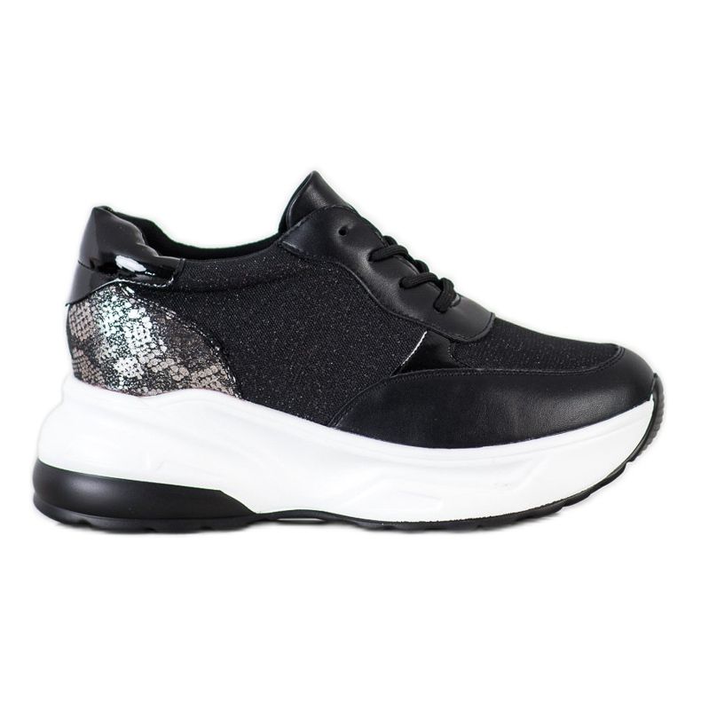 Bestelle Svarta sneakers med glitter silver-