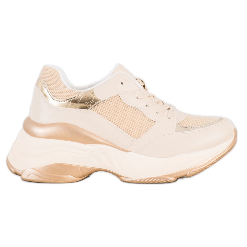 SHELOVET Snygga gyllene sneakers beige