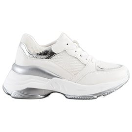 SHELOVET Snygga WHITE AND SILVER Sneakers vit