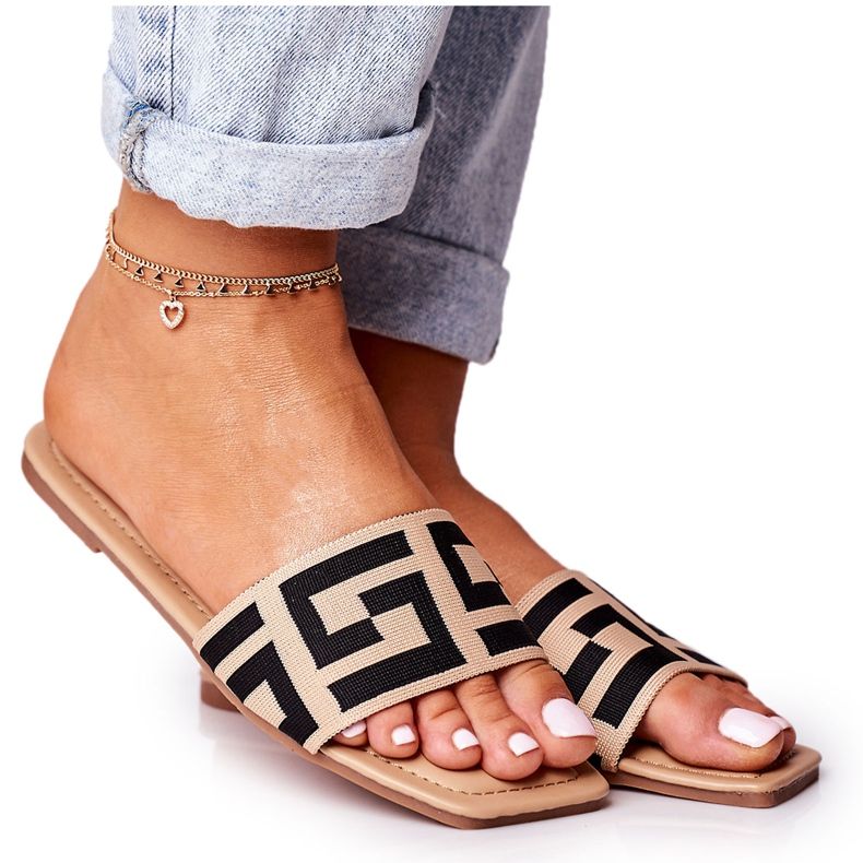 Dam klassiska Beige Melinda tofflor svart