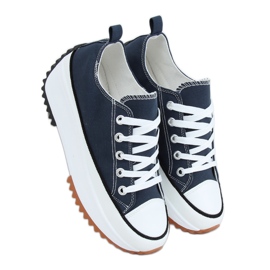 Designer sneakers med marinblå VL137P D.BLUE sula