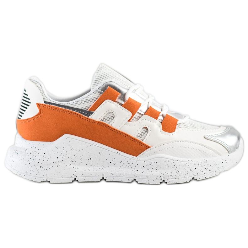 Ideal Shoes Sneakers med orange insats vit