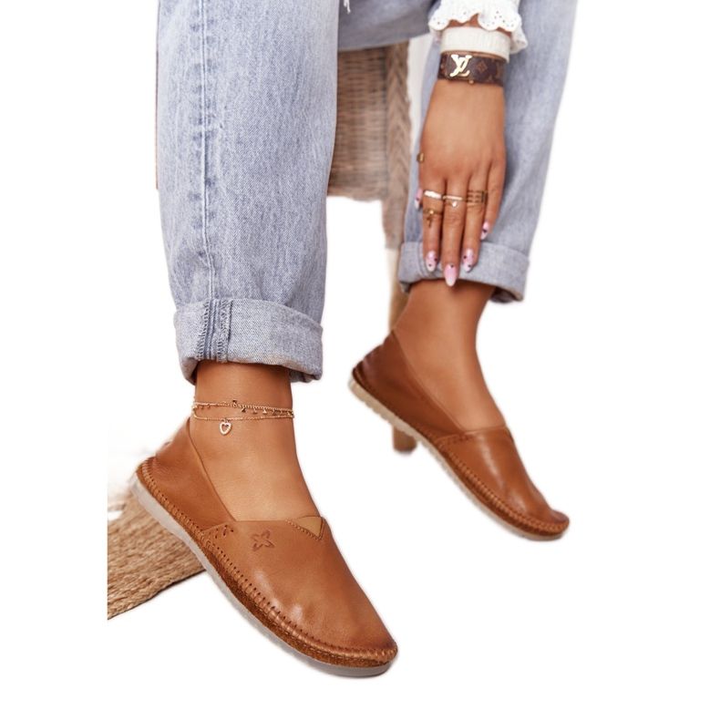 Läderballerinor för kvinnor Maciejka Röd 01930-52 brun