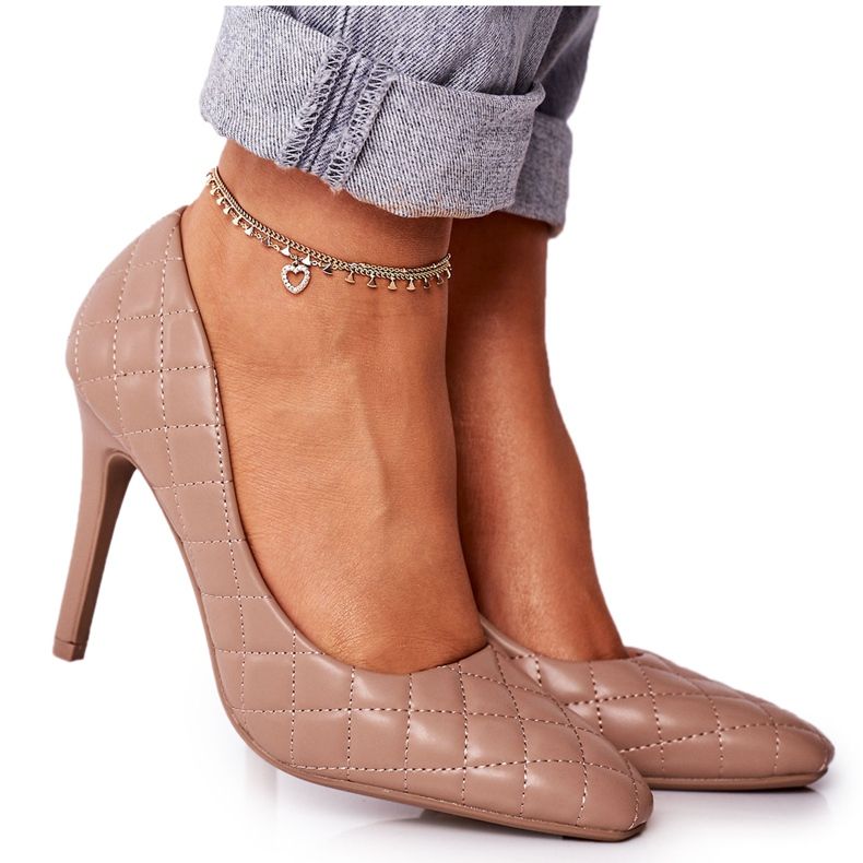 PS1 Elegant Quiltad Stilettos Ljusbrun Rosanna