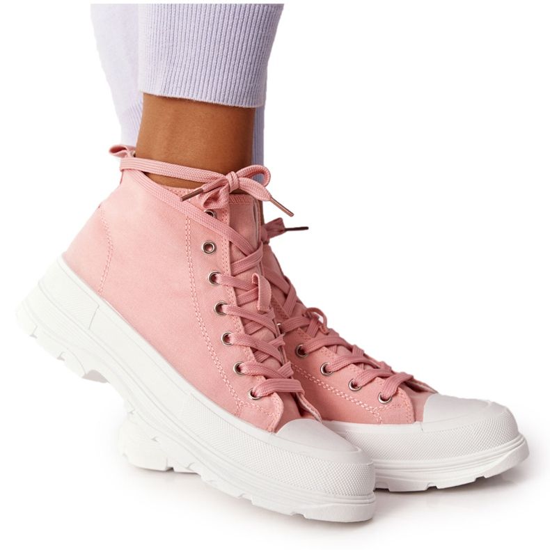 FB2 Kvinnors höga sneakers på en stor sula rosa Trissy
