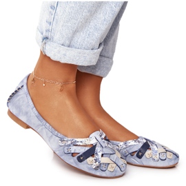 Damer läderballerinor Maciejka Blå 01358-45