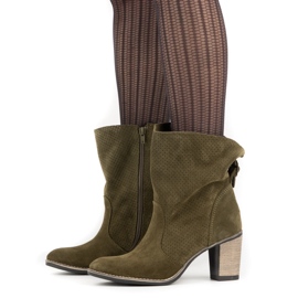 Olivier Sophia gröna stövlar i öppet skinn