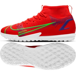 Nike Mercurial Superfly 8 Academy Tf Jr CV0789 600 fotbollsskor röd apelsiner och röda