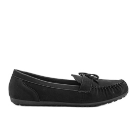 Svarta matta loafers med Deborah -rosett