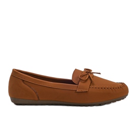 Bruna matta loafers med Deborah -rosett