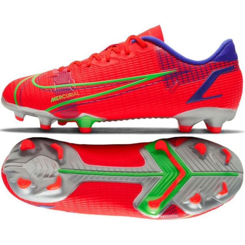 Nike Vapor 14 Academy FG / MG Jr CV0811 600 fotbollsskor röd apelsiner och röda