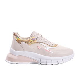 Beige sneakers med tjock Kristen -sula