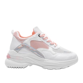 Vita sneakers med holografiska skär Karlie rosa